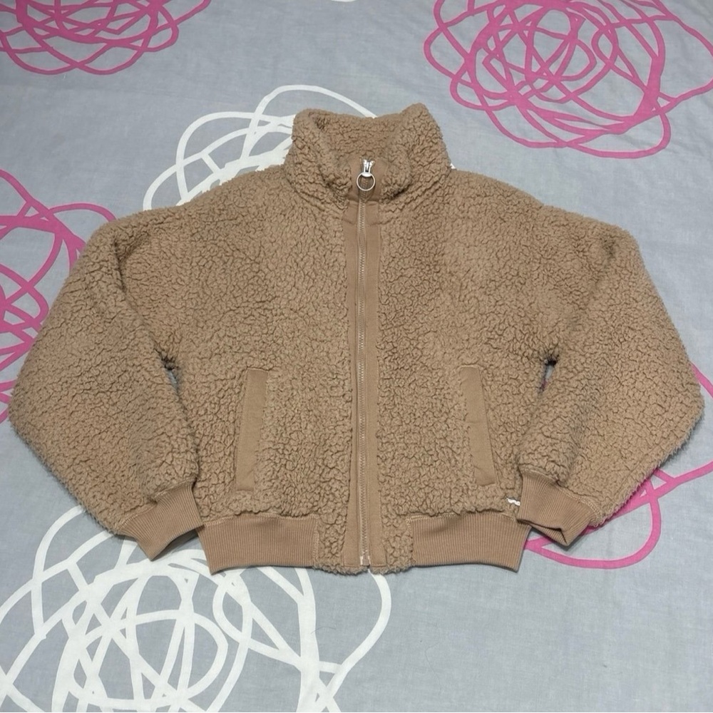 Hollister Brown Zip-Up Sherpa Jacket